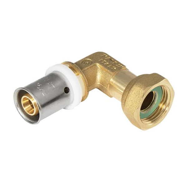 MU0892005160 Cot 90° cu piulita mobila si etansare plana 1/2" pentru teava multistrat 16 mm – COMISA MU0892005160